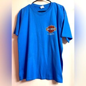 Vintage Harley Davidson Men's Blue and Black T-shirt. Playa del Carmen size L.